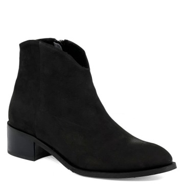 Czarne welurowe płaskie botki ocieplane 37