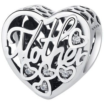Charms Koralik Bransoletki SERCE MAMA srebro pr925