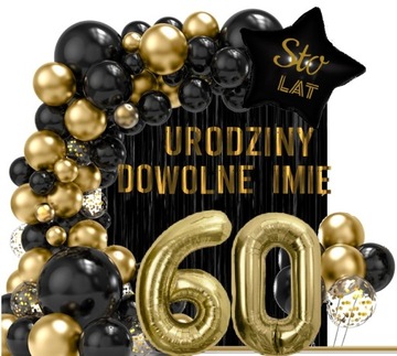 BALONY na sześćdziesiątkę 60 urodziny BANER + IMIĘ