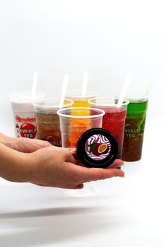 BUBBLE TEA - ZESTAW KUBKI SŁOMKI na 6x700ml JAGODA AGREST CYTRYNA TRUSKAWKA