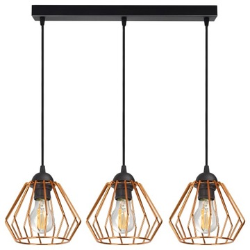 LAMPA WISZĄCA SUFITOWA ŻYRANDOL Czarna z Miedzią