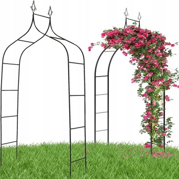 PERGOLA OGRODOWA METALOWA ŁUK 240 CM NA PNĄCZA KWIATY KOLUMNA + KOTWY
