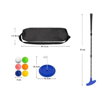Zestaw kijów golfowych Putter Golf z 6 piłkami golfowymi i kubkiem do puttingu Golf w kolorze niebieskim