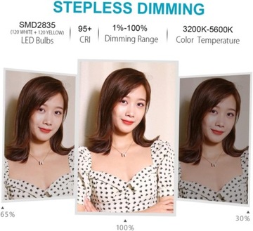 1 комплект. Возможен ли розовый кольцевой светильник? Затемнение света