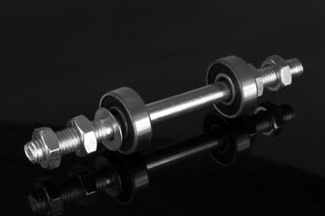 ОСЬ ДЛЯ КОЛЕСА ТАЧКИ В КОМПЛЕКТЕ FI 12MM 16CM + ПОДШИПНИКИ