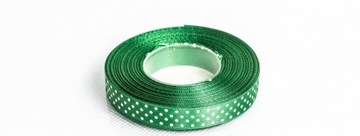 TASIEMKA WSTĄŻKA SATYNOWA 12MM 22M ZIELONA GROSZKI
