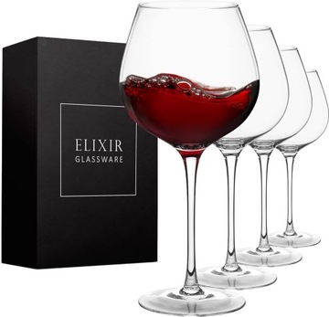 4X KIELISZKI DO WINA CZERWONEGO ELIXIR GLASSWARE 650 ML ZESTAW