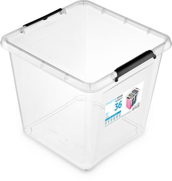 POJEMNIK PLASTIKOWY z pokrywą duży zamykany pudełko organizer zabawki 36L