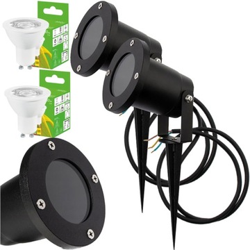 2x Lampa Ogrodowa REFLEKTOR Przewód 1m + GU10 LED