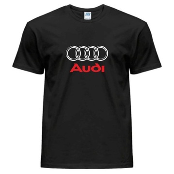 Koszulka męska czarna z nadrukiem AUDI RINGS