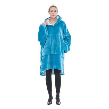 Obszerna bluza z kapturem i kocem, wygodny sweter Sherpa Lounging-96CM