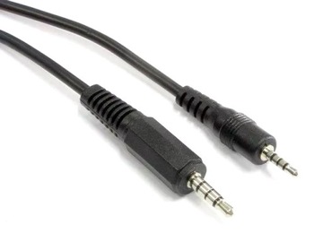 Kabel Micro Jack 2.5 mm - Mini Jack 3.5mm, 4pin, Słuchawki + Mikrofon, 3m