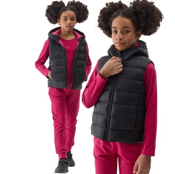 DZIEWCZĘCY BEZRĘKAWNIK PUCHOWY 4F KAMIZELKA TVJAF080 128