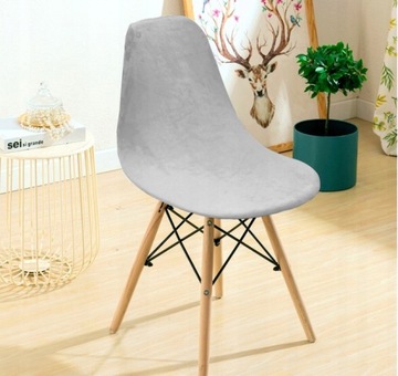 НАБОР ИЗ 4 ШТ. ЧЕХЛЫ ДЛЯ СКАНДИНАВСКОГО СТУЛА СВЕТЛО-СЕРЫЙ ВЕЛЮР