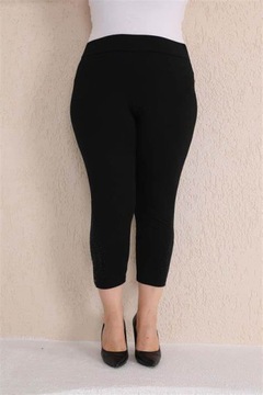 Seraj gładkie czarne elastyczne legginsy 7/8 Plus size XXL 48/50 bawełna