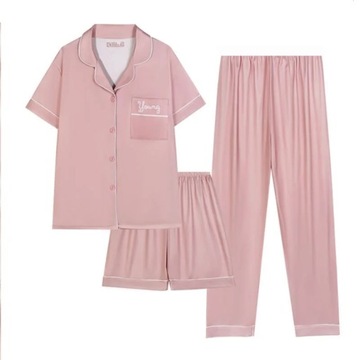 3Pcs set Women's Clothing four seasons Pajamas Sho