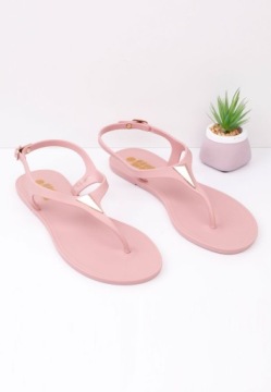 РОЗОВЫЕ ЖЕНСКИЕ САНДАЛИИ ШЛЕПАНКИ НА ПЛОСКОЙ ПЛОСКОЙ РЕЗИНЕ, УДОБНЫЕ САНДАЛИИ MELISKI РЕЗИНОВЫЕ