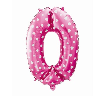 Balon Foliowy Cyfra 0 Różowa w Serca 61 cm