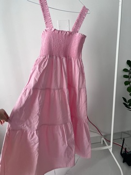 s10 Różowa Sukienka Letnia dluga Midi XS S 36