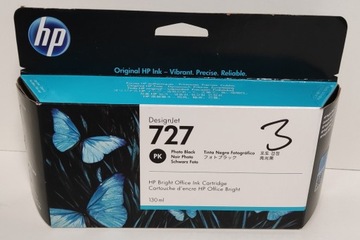Tusz HP 727 Photo Black B3P23A 130ml 11.2023 Oryginalny BOX