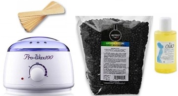 Zestaw Podgrzewacz wosku+WOSK czarny 1kg+Patyczki