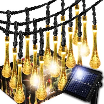 GIRLANDA SOLARNA OGRODOWA ŚWIETLNA LAMPKI 40 LED ŁAŃCUCH ŚWIETLNY 8 TRYBÓW