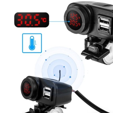 ЗАРЯДНОЕ УСТРОЙСТВО ДЛЯ МОТОЦИКЛА USB ВОЛЬТМЕТР ТЕМПЕРАТУРА