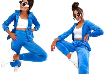 WELUROWY KOMPLET DRESOWY BLUZA ROZPINANA KAPTUR L
