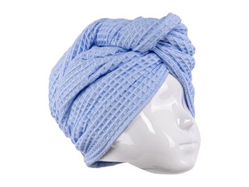 Ręcznik na głowę turban do suszenia włosów bawełna błękitny