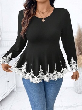 SHEIN Plus Size bluzka z długim rękawem i haftowaną siateczką 4XL