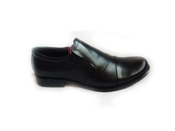 Skorzane BUTY MESKIE szerokie TĘGOSĆ H XX CZERŃ 40