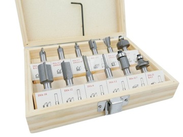 НАБОР КОНЦЕВЫХ ФРЕЗ ДЛЯ ДЕРЕВА 12 ШТ. + КОРОБКА