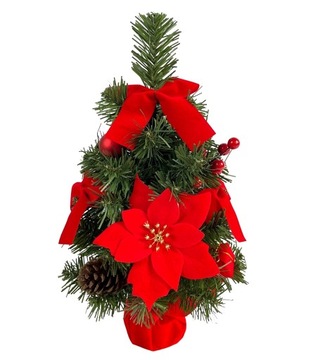 Choinka sztuczna z ozdobami udekorowana 40 cm CZERWONA