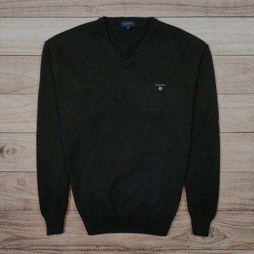 GANT Sweter V-Neck Czarny Męski r. 2XL