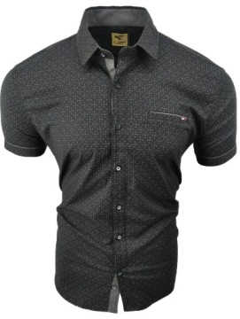 KOSZULA MĘSKA CZARNA KRÓTKI RĘKAW SDN 854 L 41/42