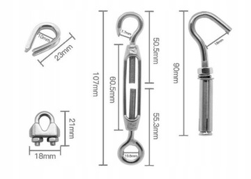 КОМПЛЕКТ НАТЯЖИТЕЛЯ ТРОСА, ВИНТЫ С НАКОНЕЧНИКОМ, АКСЕССУАРЫ