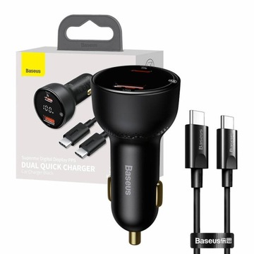 BASEUS ZAPALNICZKA ŁADOWARKA SAMOCHODOWA DO TELEFONU + KABEL USB USB-C 100W