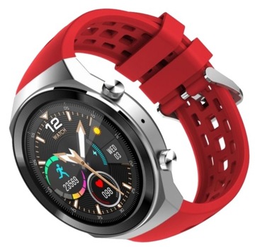Smartwatch na czerwonym pasku silikonowym Rubicon RNCE68 Bluetooth call