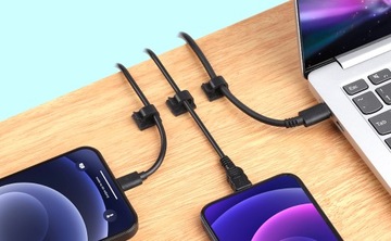 100x UCHWYT ORGANIZER MASKOWNICA KLIPS DO KABLI SAMOPRZYLEPNY