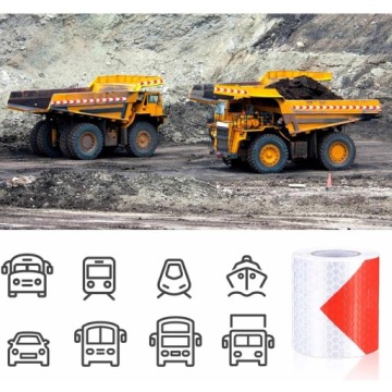 Лента светоотражающая 25М бело-красная диагональная контурная лента REFLECTIVE 5смх25М