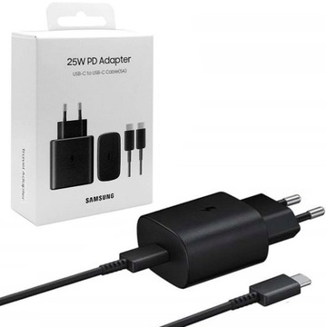 SUPER SZYBKA ŁADOWARKA SAMSUNG 25W USB-C + KABEL 1M TYP-C GALAXY ORYGINALNA