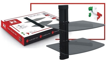 Dwie Półki Szklane TV PÓŁKA Ścienna RTV WISZĄCA Dekoder Konsola DVD 20 KG