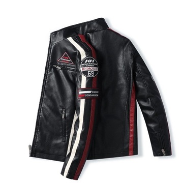 3XL SKÓRZANA KURTKA VINTAGE NASZYWKI MOTOR ROCK BIKERKA OCIEPLANA MĘSKA