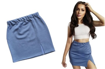 ЧЕРНАЯ МИНИ-ЮБКА на резинке и разрезом по НОГЕ S/M