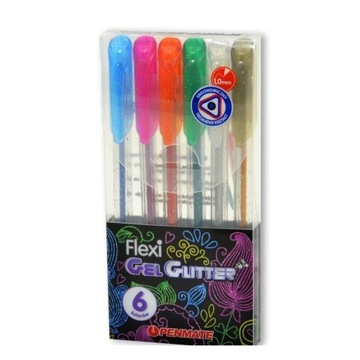 DŁUGOPIS ŻELOWY FLEXI ABRA GEL 6 KOL BROKATOWE