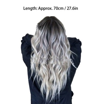 WIG BLACK GRAY OMBRE LONG HAIR WAVES 70CM