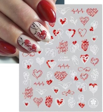 NAKLEJKI NA PAZNOKCIE SAMOPRZYLEPNE SERCA CJ-041