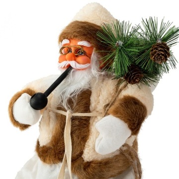 ФИГУРКА САНТА-КЛАУСА БЕЖЕВАЯ ДЕКОРАЦИЯ ПОДАРОЧНАЯ 44 СМ