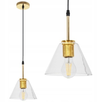 Lampa Wisząca Szklana Złoty Stożek APP1179-1CP