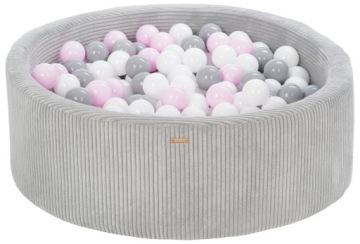 Suchy Basen z Piłeczkami Kulkami 90x30 cm Поролоновий Сірий Вельвет 300 м'ячів